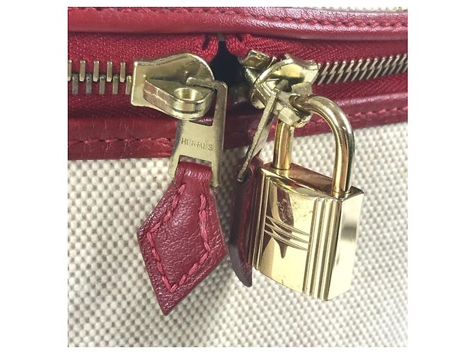 Hermès HERMES Zwei-Farben Intercity Schminktasche Rot Mehrfarben Beige - Ansicht 7