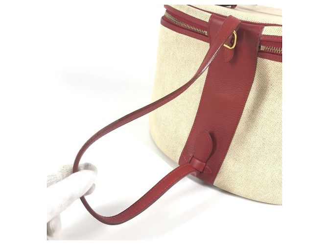 Hermès HERMES Zwei-Farben Intercity Schminktasche Rot Mehrfarben Beige - Ansicht 8