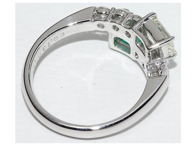 Autre Marque Pt900 Smaragd-Diamantring Grün - Ansicht 4