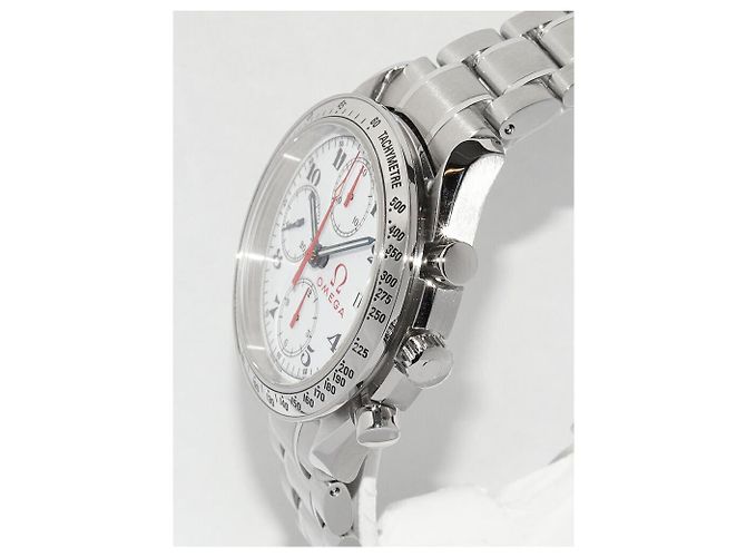 Omega Speedmaster Date Olympische Kollektion Edelstahl Uhr Weiß - Ansicht 4