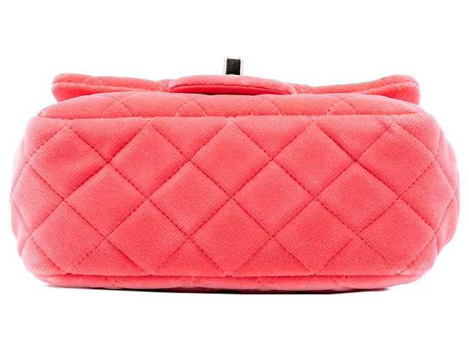 Chanel Mini Quadrat Klassisch Samt Rosa Perlen Crush Einzelne Klappe Pink - Ansicht 3