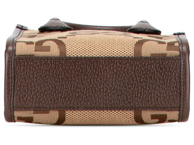 Borsa Mini Jumbo GG in tela marrone Gucci Beige - vista 3