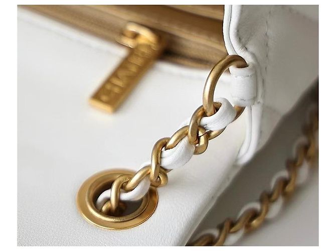 CHANEL Mini Rechteckige Perlen Crush Umhängetasche Weiß - Ansicht 8
