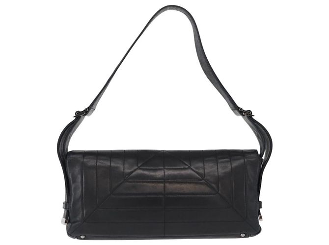 Chanel Vintage Schultertasche aus Leder Schwarz - Ansicht 2