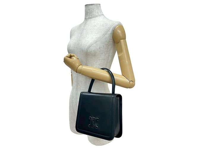 Céline Bolsa tote mini em couro de bezerro com logo Old Triomphe da Celine Preto - vista 2