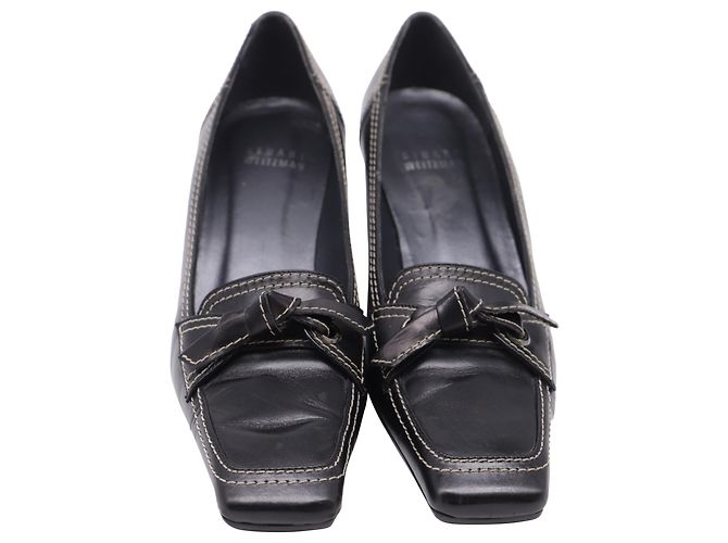 Pumps a punta quadrata con fiocco Stuart Weitzman in pelle nera Nero - vista 2