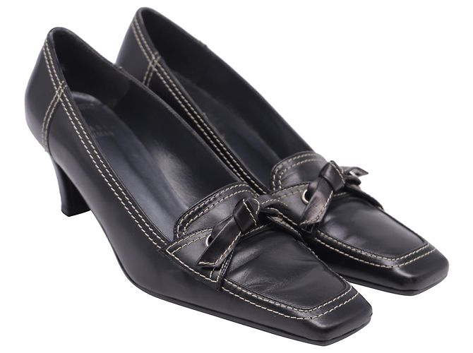 Pumps a punta quadrata con fiocco Stuart Weitzman in pelle nera Nero - vista 3