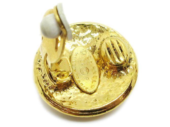 Chanel Vintage CC Round Clip-On Metal Small D'oro - vista 2