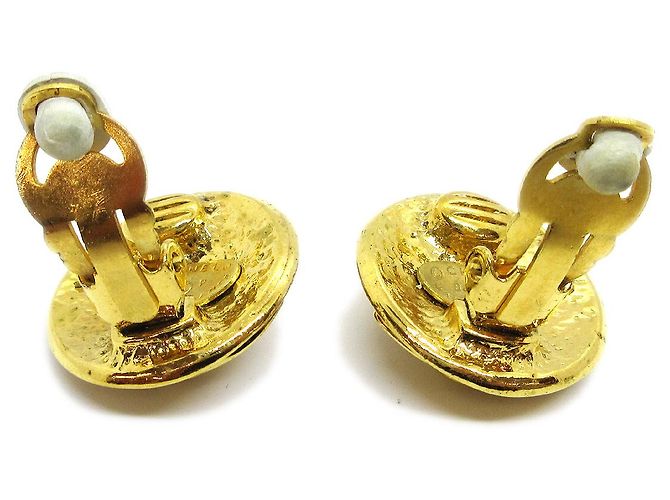 Chanel Vintage CC Round Clip-On Metal Small D'oro - vista 3