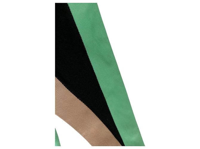 Autre Marque Langes Kleid Fausto Puglisi Schwarz Grün - Ansicht 10