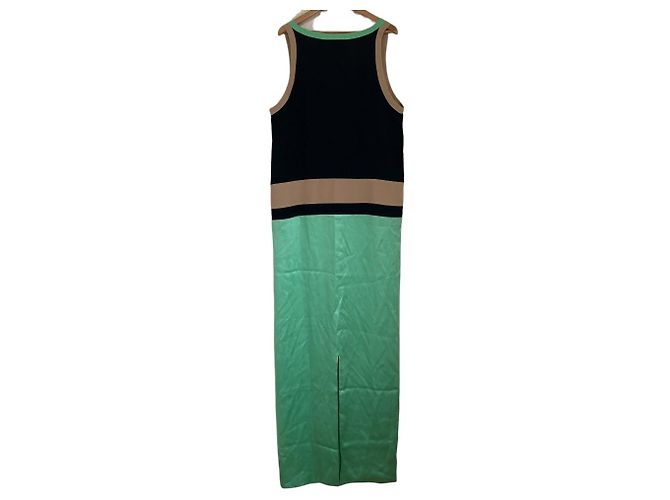 Autre Marque Langes Kleid Fausto Puglisi Schwarz Grün - Ansicht 2