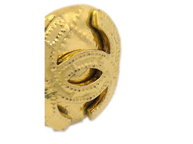 Chanel Vintage CC Round Clip-On Metal Small D'oro - vista 3