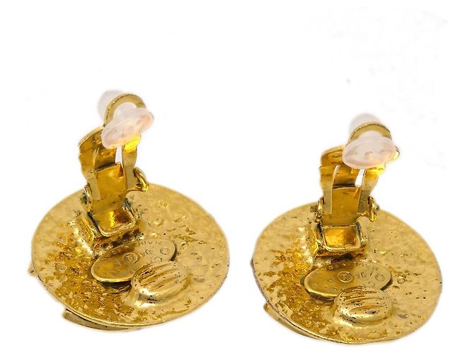 Chanel Vintage CC Round Clip-On Metal Small D'oro - vista 4