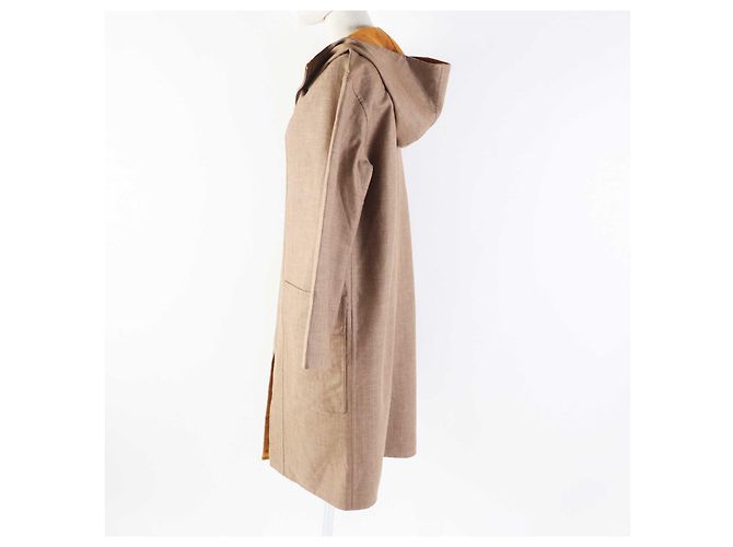 Abrigo Largo de Cachemira Hermès Castaño Mostaza - vista 3