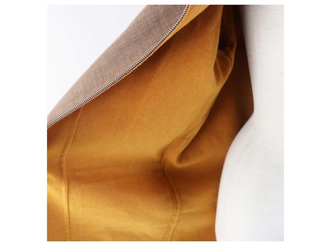 Abrigo Largo de Cachemira Hermès Castaño Mostaza - vista 5