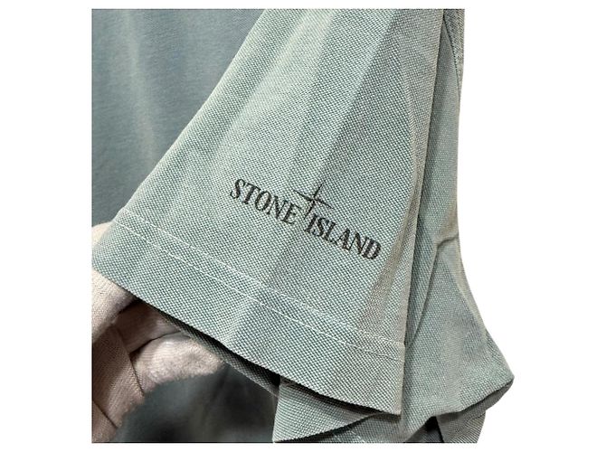 Autre Marque Stone Island Piqué Baumwoll-T-Shirt Grün Hellgrün - Ansicht 3