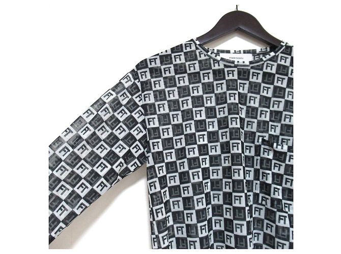 Autre Marque Transparente Karo-Bluse mit FT-Logo von FUMIE TANAKA - Ansicht 3