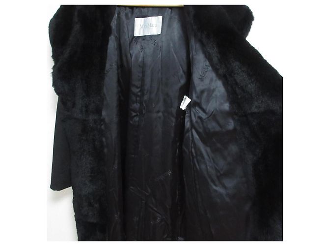 Abrigo largo con capucha de lana de alpaca y piel Max Mara Orilag Negro - vista 6