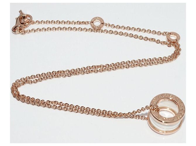Bulgari Collana Pendente BVLGARI B.zero1 in Oro Rosa 750 e Ceramica Bianca Bianco - vista 3