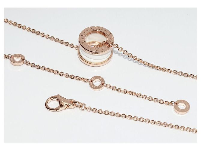 Bulgari Collana Pendente BVLGARI B.zero1 in Oro Rosa 750 e Ceramica Bianca Bianco - vista 4