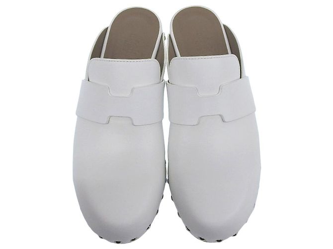 Hermès Calya Leder-Sabot 36 Weiß - Ansicht 2