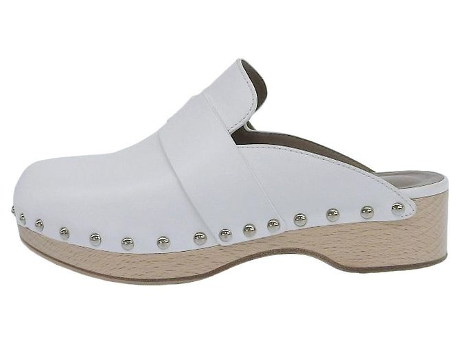 Hermès Calya Leder-Sabot 36 Weiß - Ansicht 3