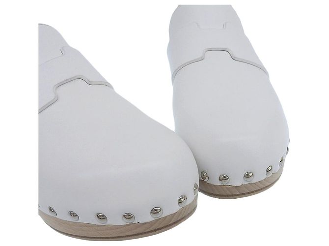 Hermès Calya Leder-Sabot 36 Weiß - Ansicht 4