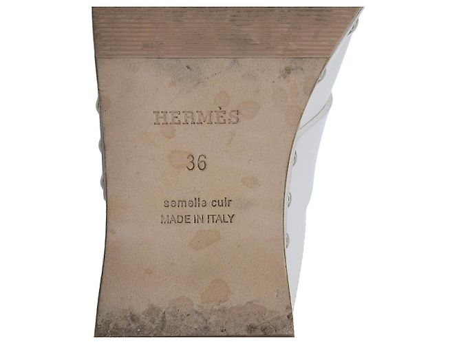 Hermès Calya Leder-Sabot 36 Weiß - Ansicht 8