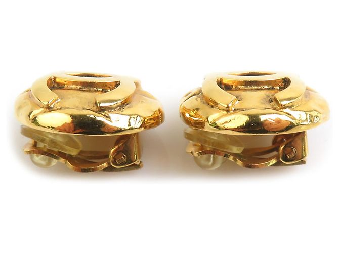Orecchini a clip in metallo dorato Chanel Coco Mark D'oro - vista 3