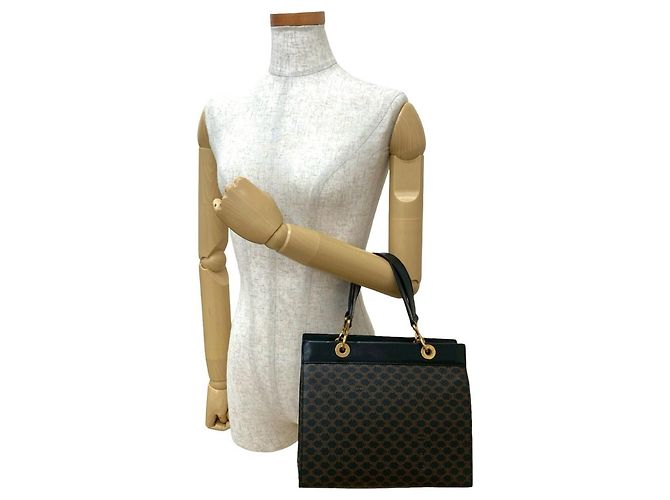 Céline Celine Macadam Blason Lederhandtasche Braun Schwarz - Ansicht 2