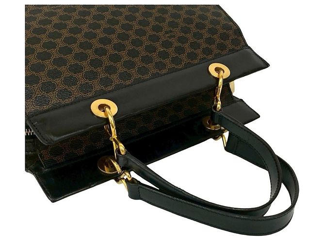 Céline Celine Macadam Blason Lederhandtasche Braun Schwarz - Ansicht 4