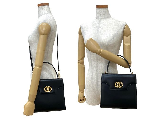 Céline Borsa in pelle con hardware logo circolare Celine Nero - vista 2