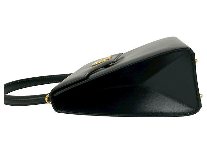 Céline Borsa in pelle con hardware logo circolare Celine Nero - vista 5