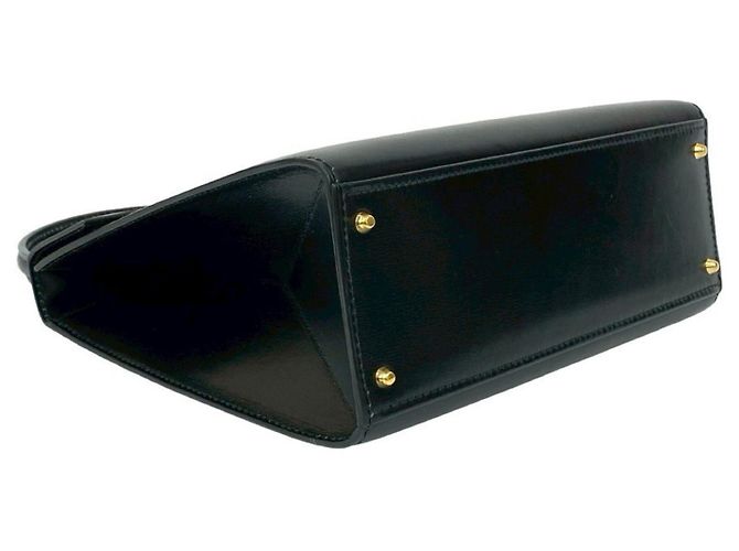 Céline Borsa in pelle con hardware logo circolare Celine Nero - vista 7