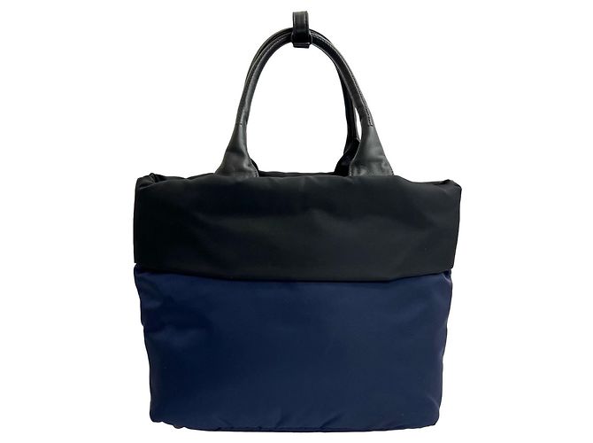 Tote Borsa a spalla 2 in 1 con hardware logo triangolo Prada Nero Blu navy - vista 3
