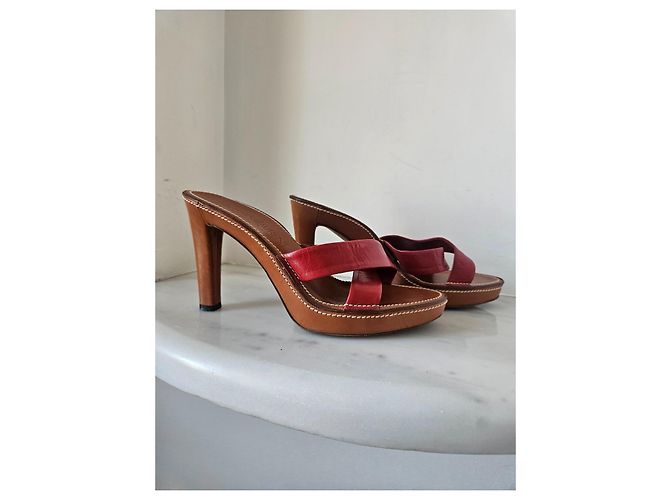 Mule Yves Saint Laurent in pelle rossa Rosso - vista 4