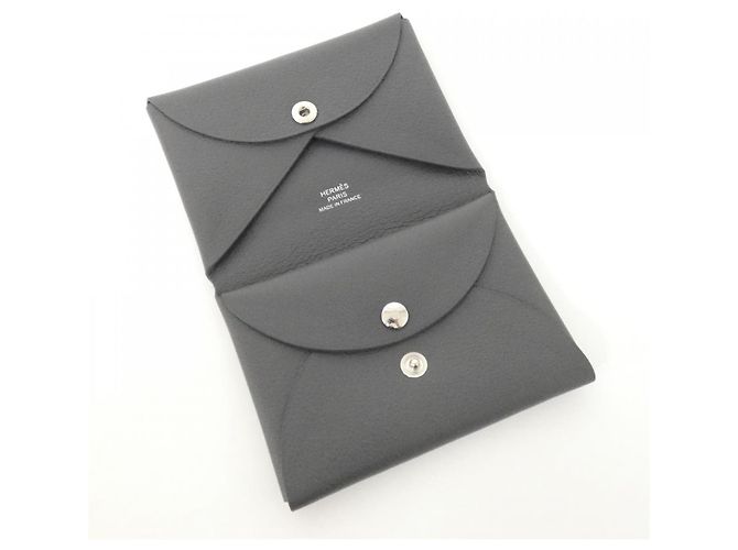 Monedero Duo Calvi de Hermès Castaño - vista 3