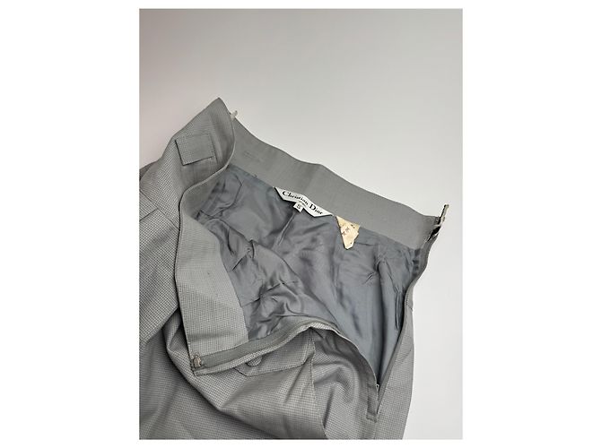 Gonna Vintage Dior A Quadri Grigio Bianco S - vista 12