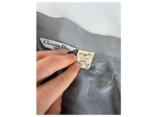 Gonna Vintage Dior A Quadri Grigio Bianco S - vista 13