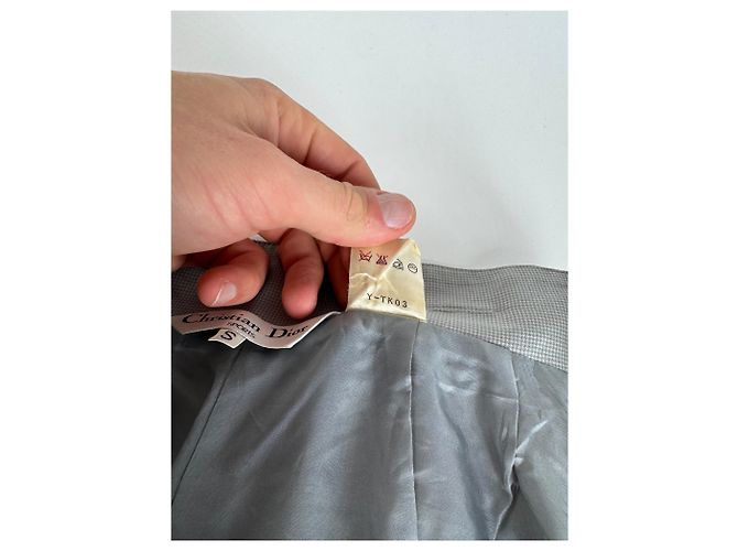 Gonna Vintage Dior A Quadri Grigio Bianco S - vista 14
