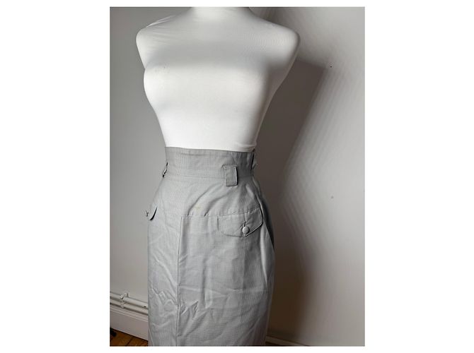 Gonna Vintage Dior A Quadri Grigio Bianco S - vista 15