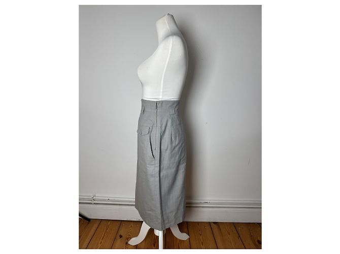 Gonna Vintage Dior A Quadri Grigio Bianco S - vista 2