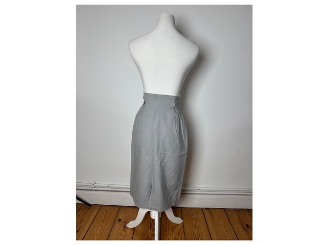 Gonna Vintage Dior A Quadri Grigio Bianco S - vista 3