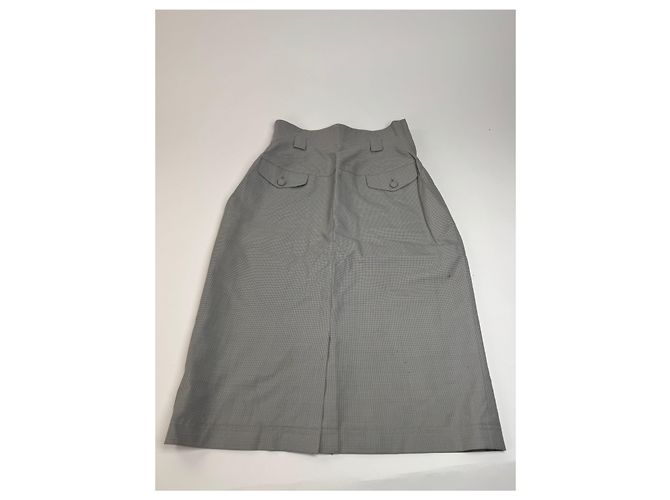 Gonna Vintage Dior A Quadri Grigio Bianco S - vista 4