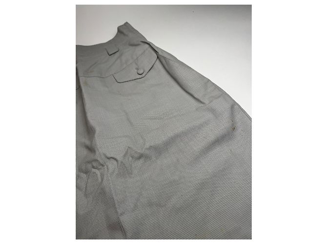 Gonna Vintage Dior A Quadri Grigio Bianco S - vista 5