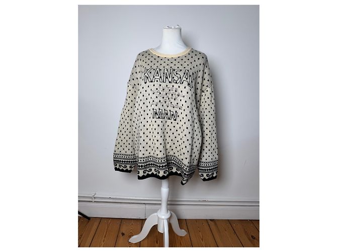 Autre Marque Pull ras du cou à pois vintage Kansai Yamamoto M/L Gris - vue 13
