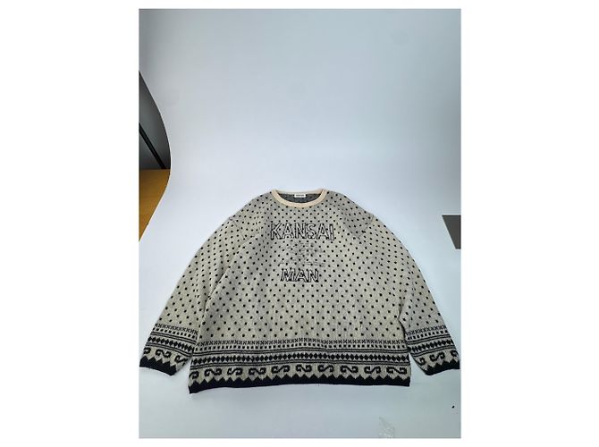 Autre Marque Pull ras du cou à pois vintage Kansai Yamamoto M/L Gris - vue 4