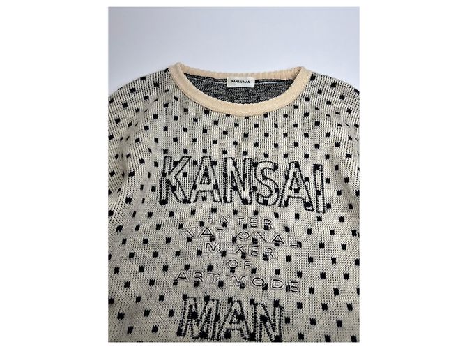 Autre Marque Pull ras du cou à pois vintage Kansai Yamamoto M/L Gris - vue 6
