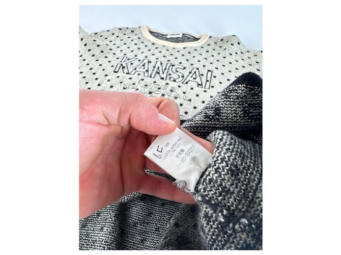 Autre Marque Pull ras du cou à pois vintage Kansai Yamamoto M/L Gris - vue 8