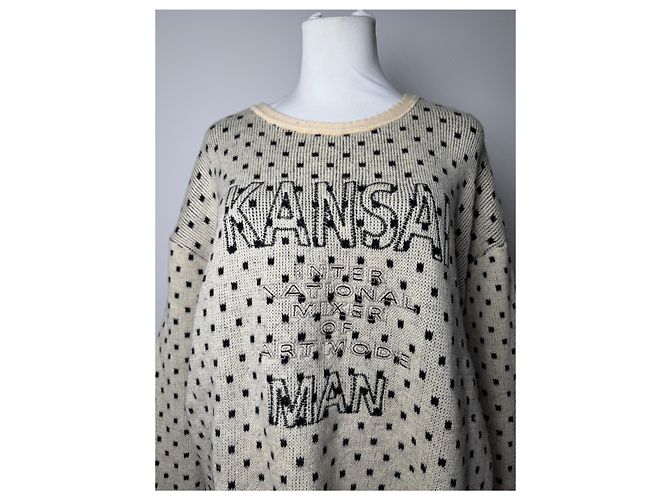 Autre Marque Pull ras du cou à pois vintage Kansai Yamamoto M/L Gris - vue 9